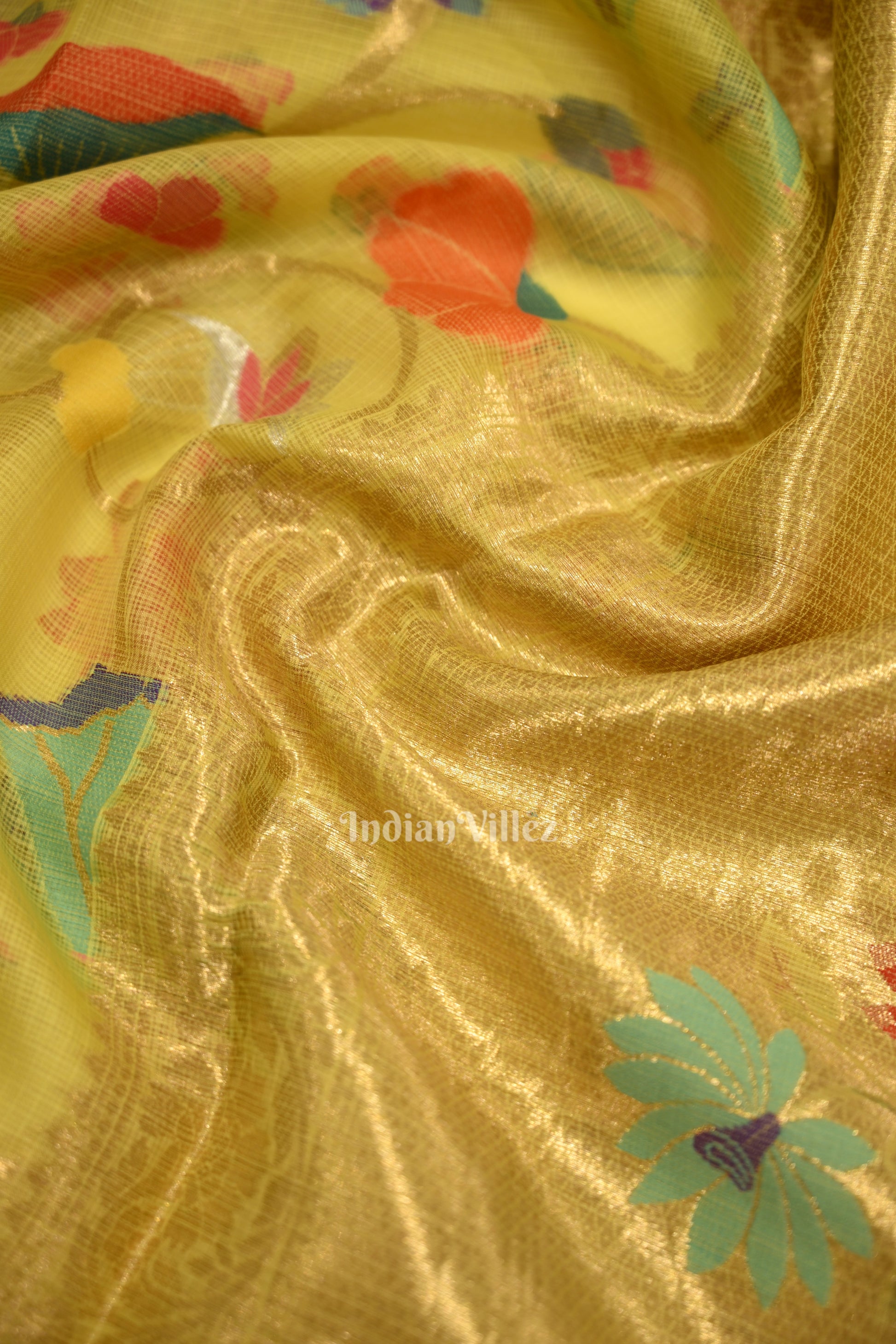 Light Yellow Pure Jamdani Banarasi Kota Saree