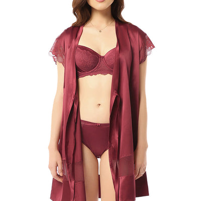 Eternal Bliss Satin Robe - Rio Red