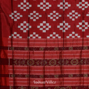 Deep Maroon Grey Pasapali Theme Sambalpuri Silk Saree