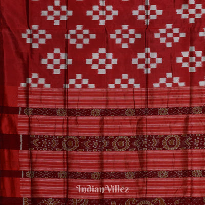 Deep Maroon Grey Pasapali Theme Sambalpuri Silk Saree