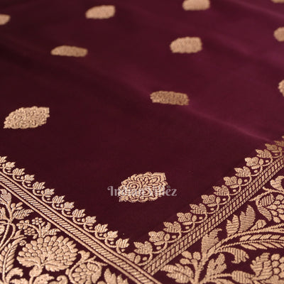 Wine Purple Soft Pure Mashru Satin Silk Banarasi Saree