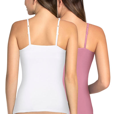 Shelf Support Straight Neck Sleeveless Camisole (Pack of 2) - White_Wildrose