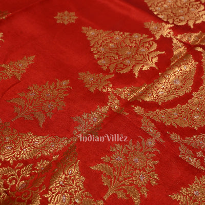Exclusive Red Kora Organza Banarasi Silk Saree