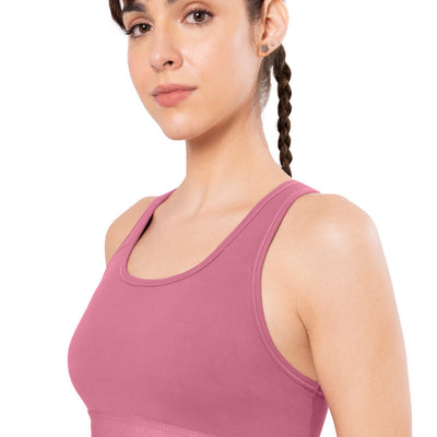Energize Medium Impact Round Neck Sports Bra - Heather Rose