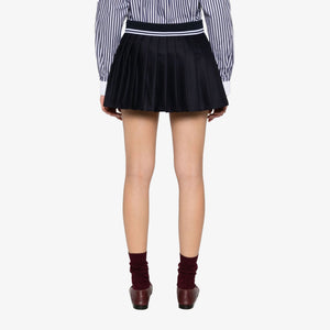SPORTY & RICH | ABIGAIL WOOL PLEATED SKIRT { NAVY
