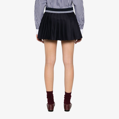 SPORTY & RICH | ABIGAIL WOOL PLEATED SKIRT { NAVY