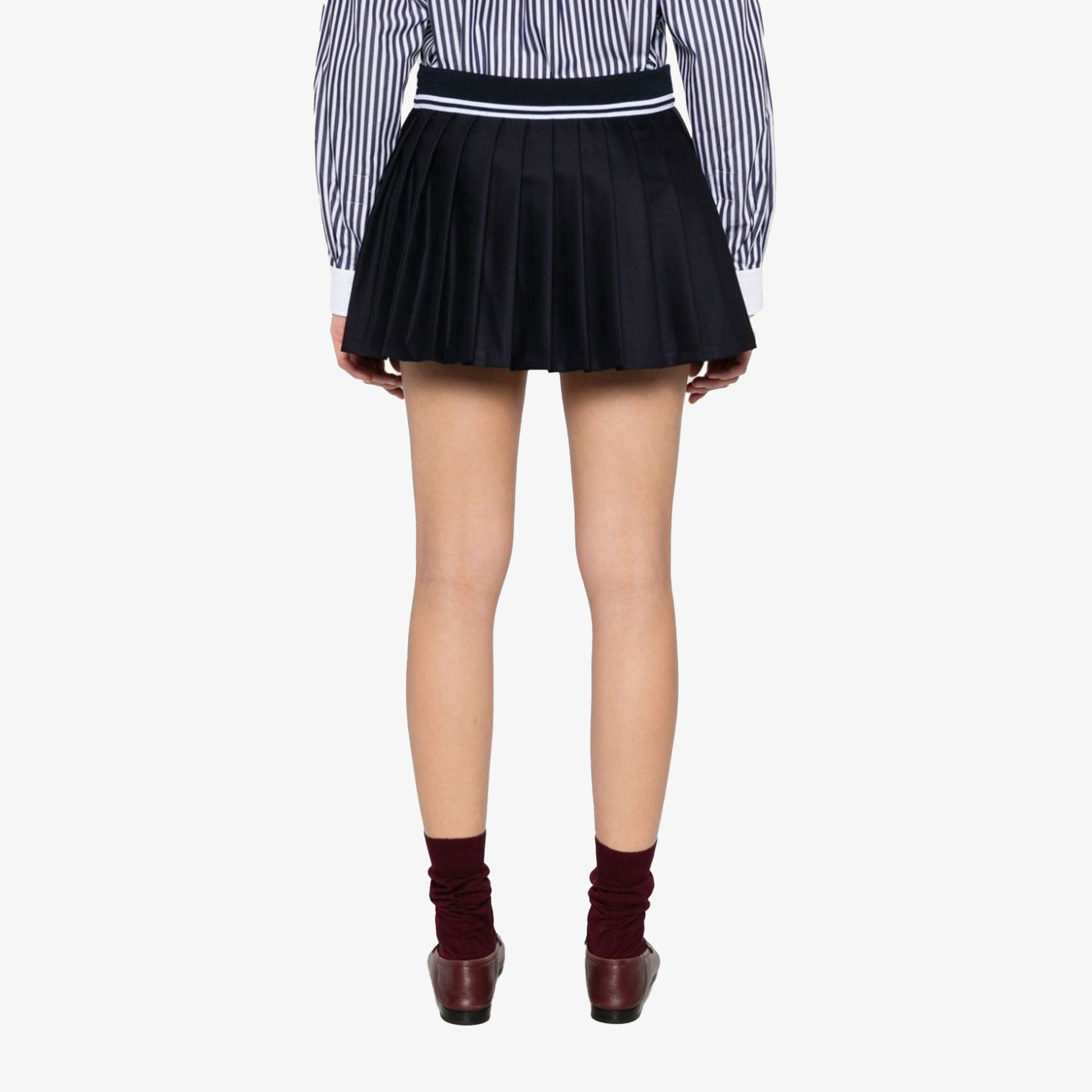 SPORTY & RICH | ABIGAIL WOOL PLEATED SKIRT { NAVY