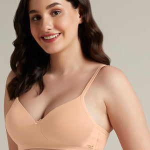 Simply Soft Padded Non-Wired Cotton Bra - Sandalwood