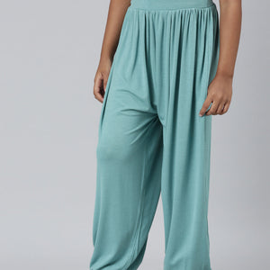 Girls Solid Dark Mint Harem Pants