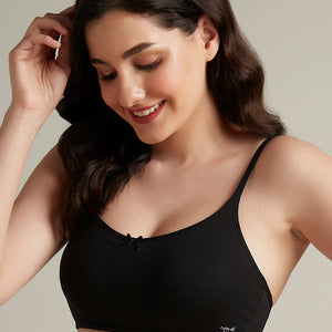 Daily Support Non Padded Non-Wired Cotton Bra - Black