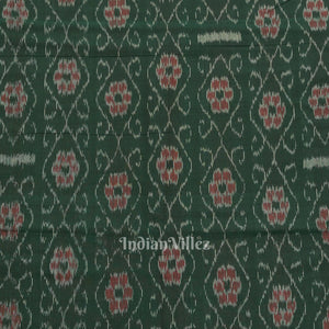 Green Flower Pasapali Design Sambalpuri Odisha Ikat Cotton Fabric