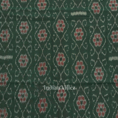 Green Flower Pasapali Design Sambalpuri Odisha Ikat Cotton Fabric