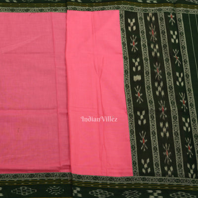 Green Pink Pasapali Sambalpuri Cotton Dress set with Dupatta