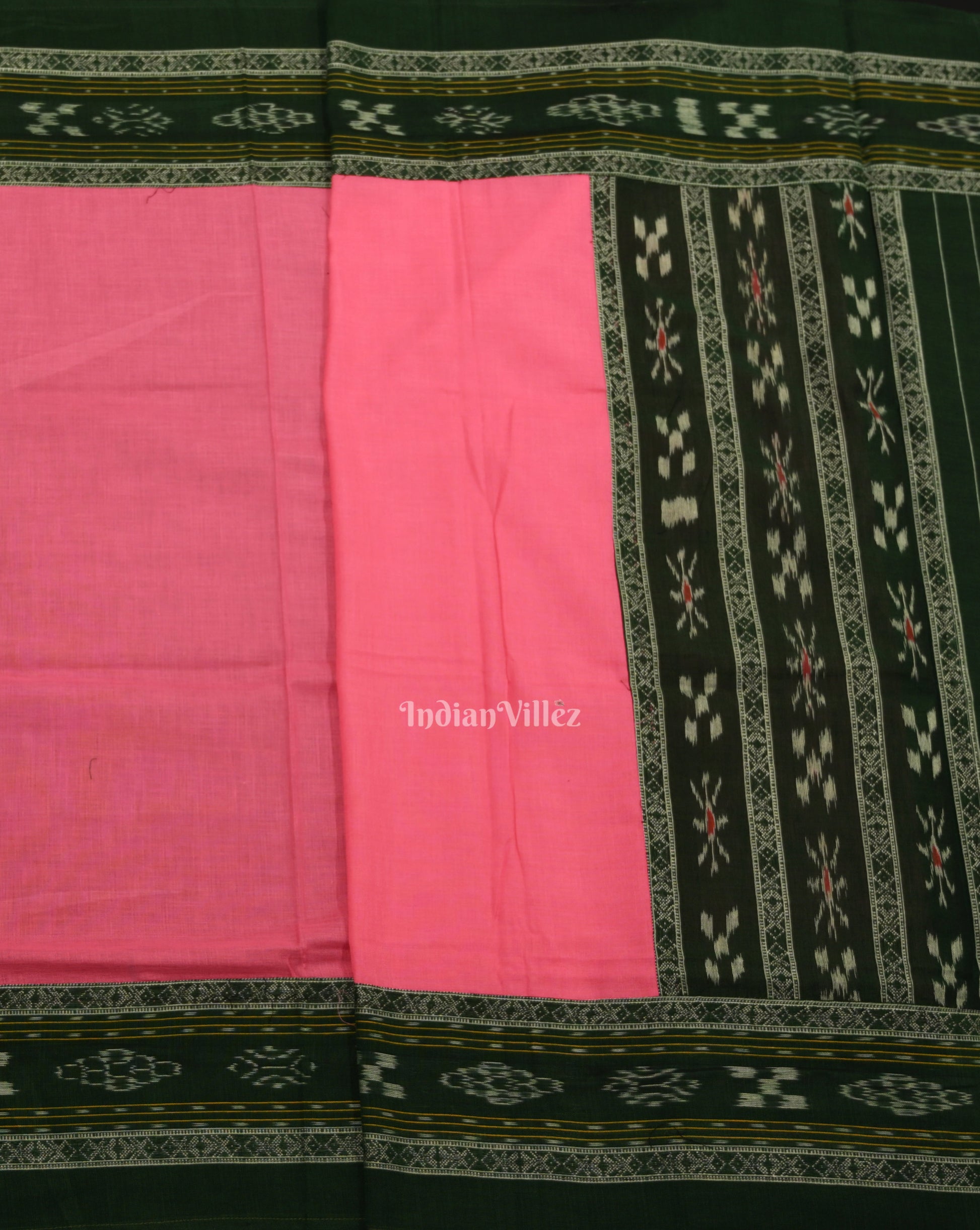 Green Pink Pasapali Sambalpuri Cotton Dress set with Dupatta