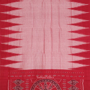 Red Kargil Kumbha Maniabandha Cotton Saree
