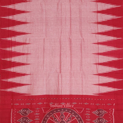 Red Kargil Kumbha Maniabandha Cotton Saree
