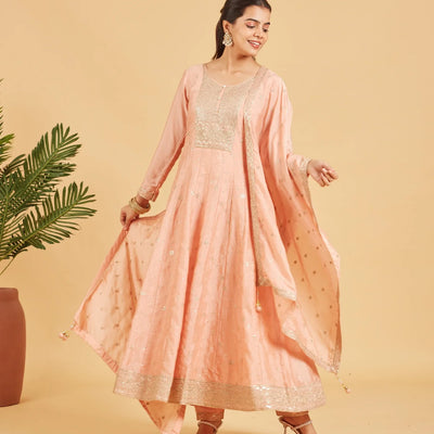 Peach Fuzz Anarkali Set