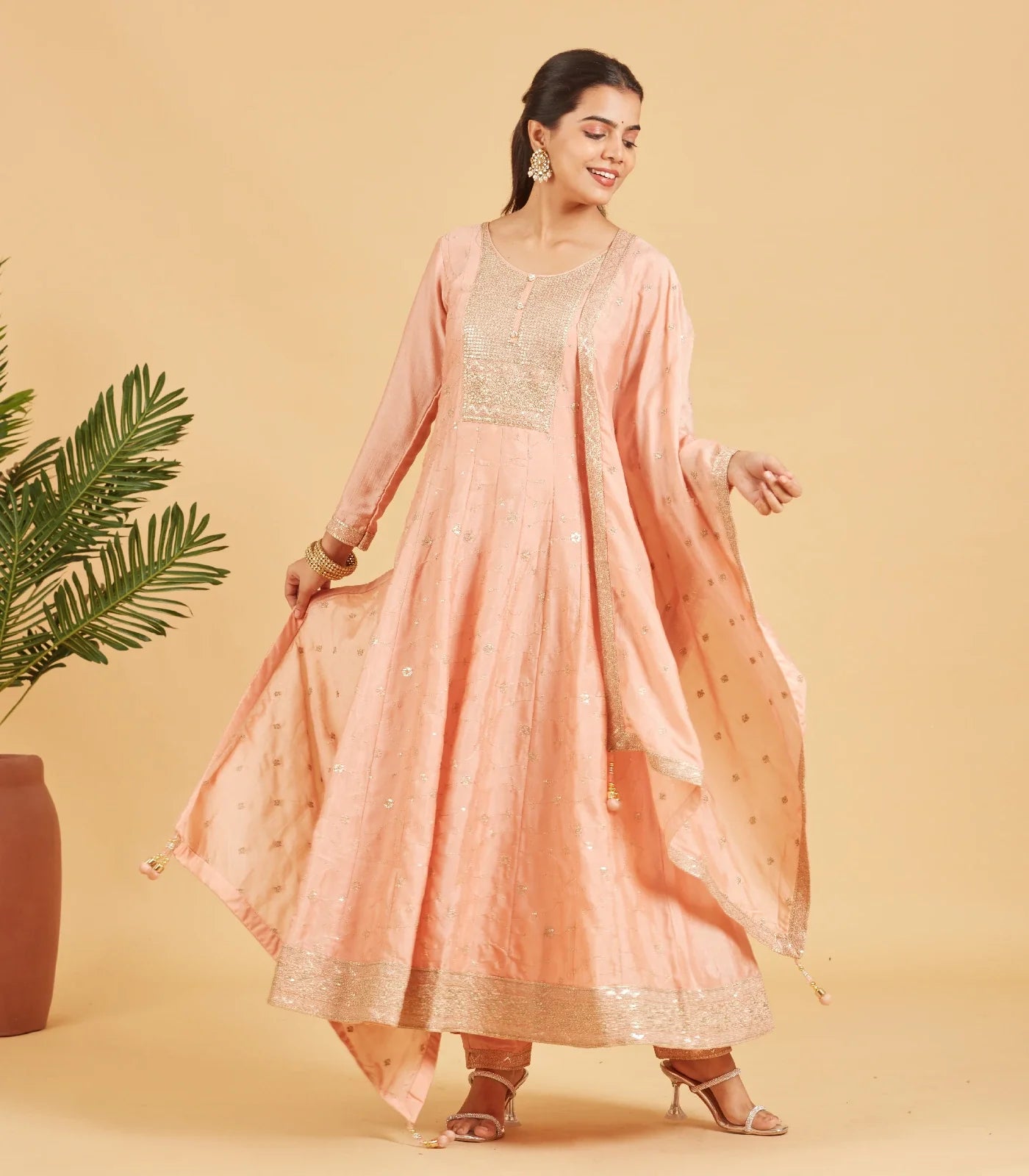 Peach Fuzz Anarkali Set