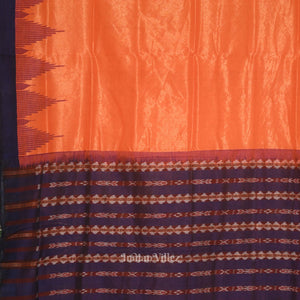 Orange Blue Phoda Kumbha Sambalpuri Cotton Tissue Saree