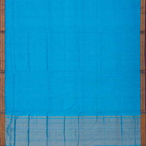 Sky Blue Handloom Plain Mangalagiri Cotton Saree With Zari Border