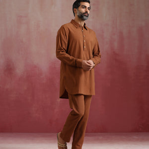 trueBrowns Men's Brown Cotton Co-ord set