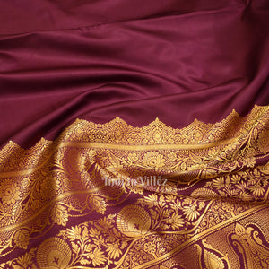 Purple Soft Pure Mashru Satin Silk Banarasi Saree