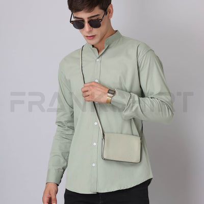 Frankshirt Chinese Collar Pista Tailored Fit Cotton Casual Shirt for Man