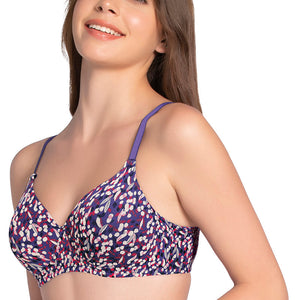 Cotton Dream Padded Non Wired T-shirt Bra - Blue Shadow Pr