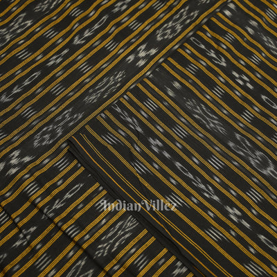 Black Sambalpuri Odisha Ikat Cotton Fabric