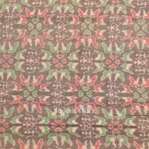 Light Coffee Tribal Flower Theme Sambalpuri Ikat Cotton Fabric