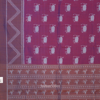 Purple Dual Tone Tribal Theme Sambalpuri Cotton Saree