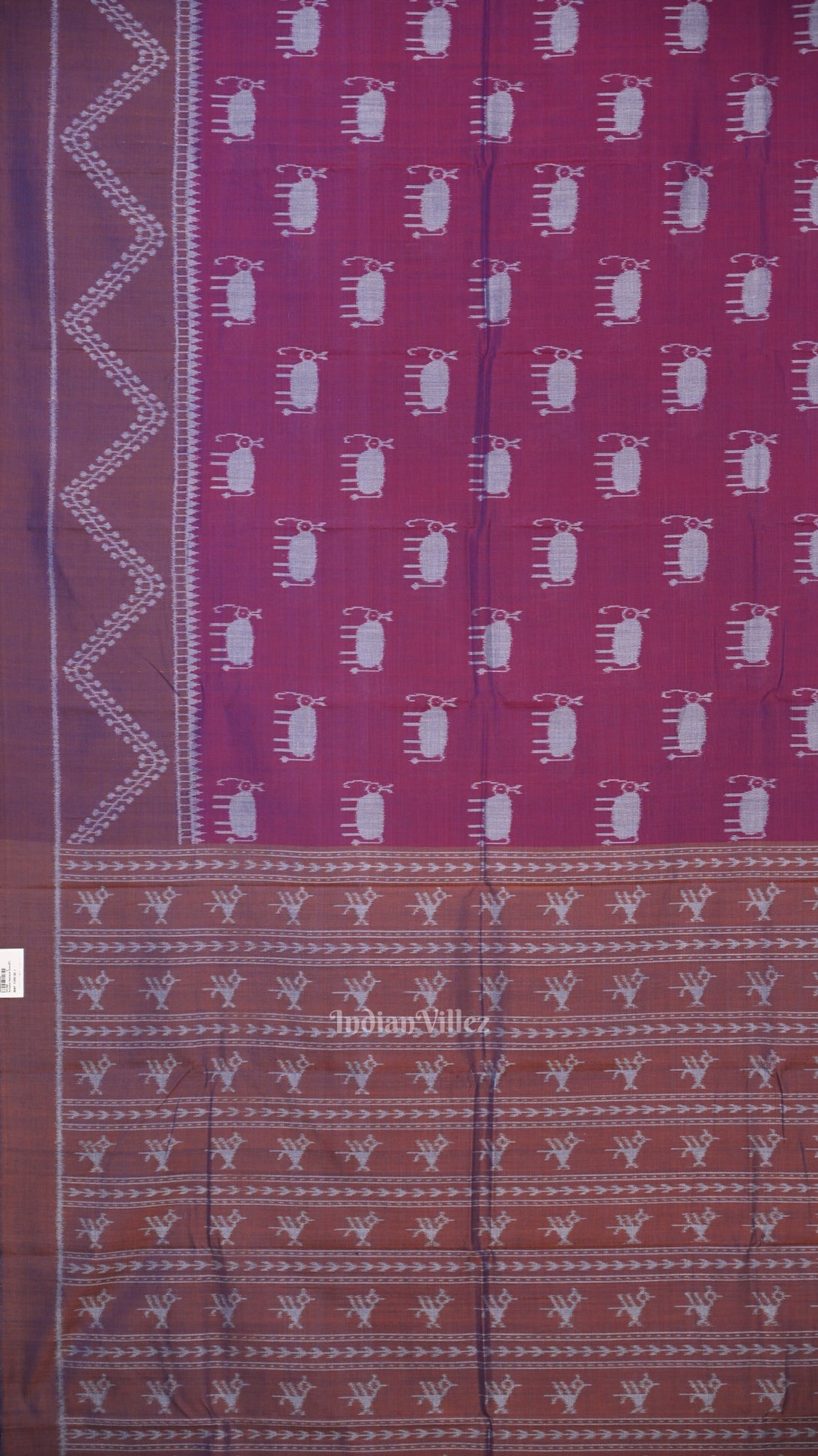 Purple Dual Tone Tribal Theme Sambalpuri Cotton Saree