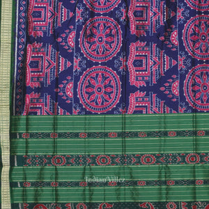 Exclusively Blue Konark Temple Theme Sambalpuri Silk Saree