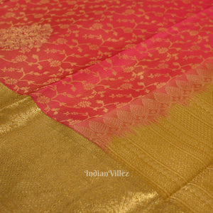 Pink With Golden Pure Kanjivaram Silk Saree