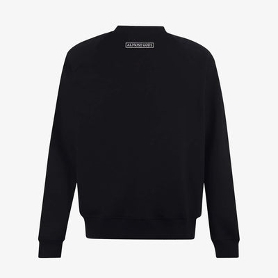 ALMOST GODS | ALPHA CROSS HAND EMBROIDERED AARI SWEATSHIRT { BLACK