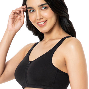 Cotton Daily Support Solid Non Padded Non-Wired Bra - Black
