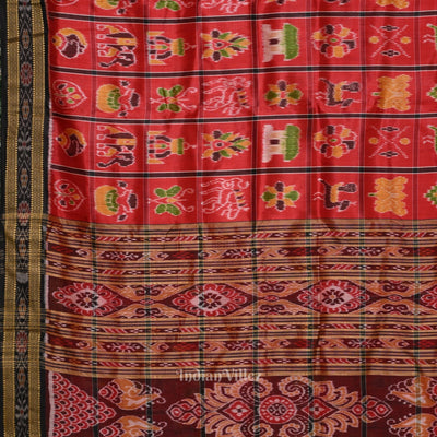 Red Nabakothi Odisha Ikat Khandua Silk Saree