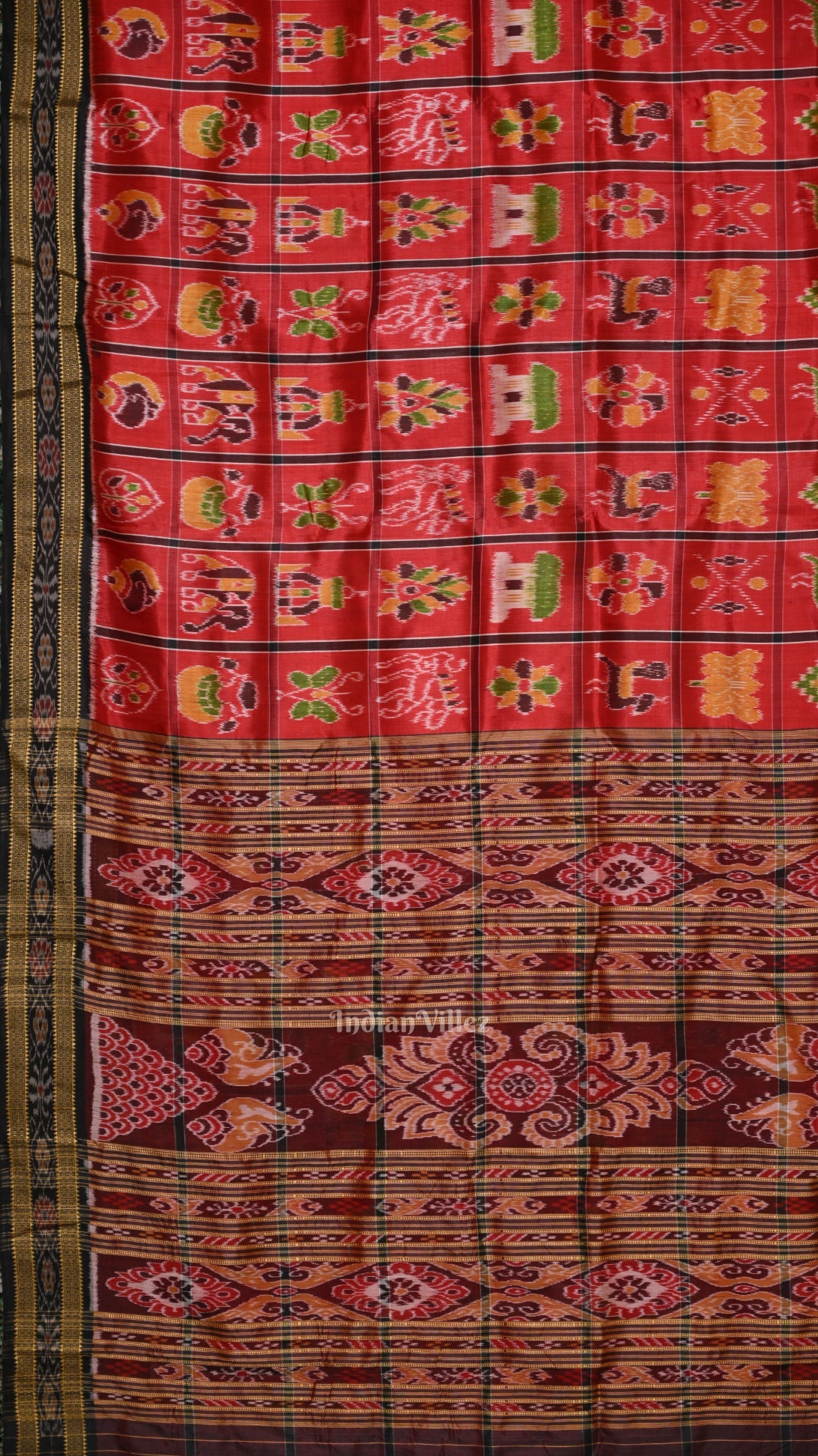 Red Nabakothi Odisha Ikat Khandua Silk Saree