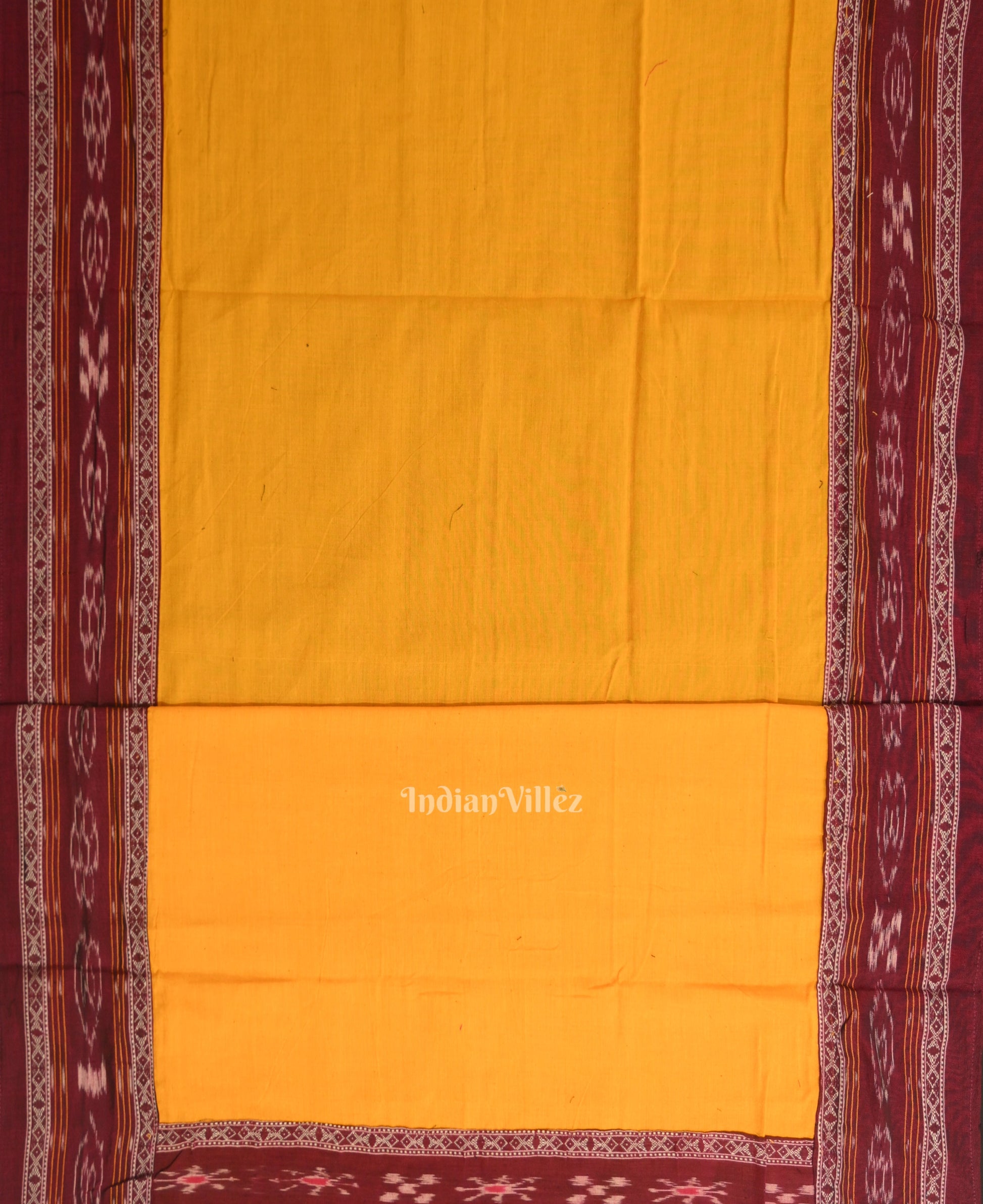 Maroon Yellow Odisha Ikat  Sambalpuri Dress Material & Dupatta