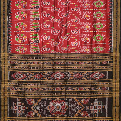 Maroon  Elephant Theme Odisha Ikat Khandua Silk Saree