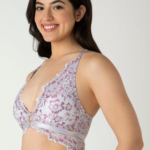 Femme Lace Padded Non-Wired Demi Bra - Thistle