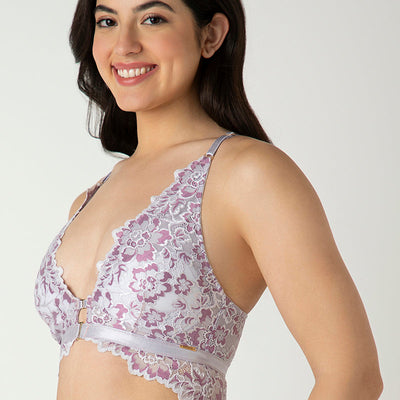 Femme Lace Padded Non-Wired Demi Bra - Thistle
