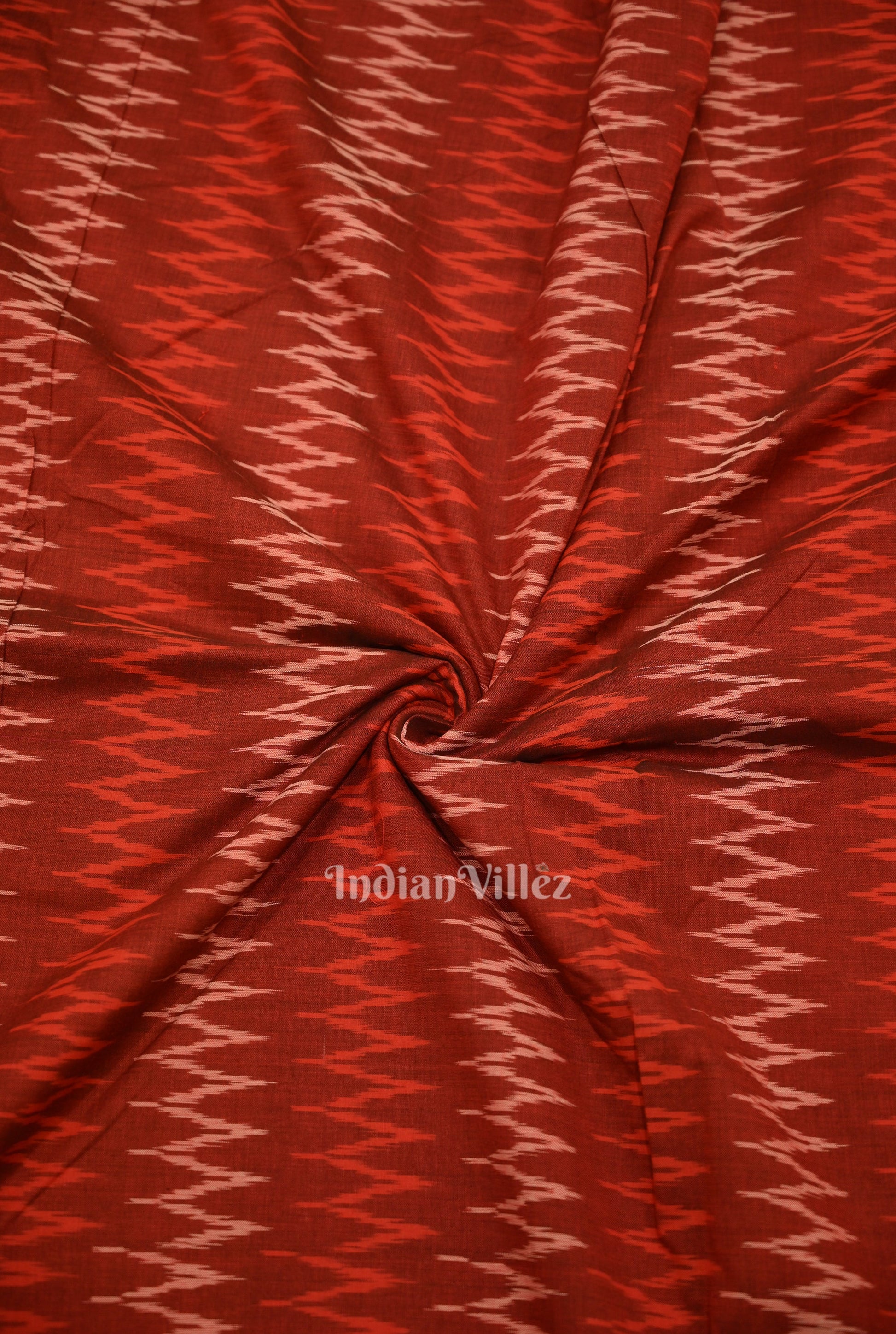 Deep Maroon Pochampally Ikat Cotton Fabric