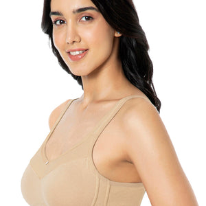 Cotton Smooth Back Solid Non Padded Non-Wired Support bra - Sandalwood