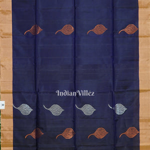 Deep Blue With Peach Handwoven South Soft Silk Saree