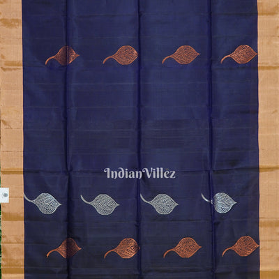 Deep Blue With Peach Handwoven South Soft Silk Saree