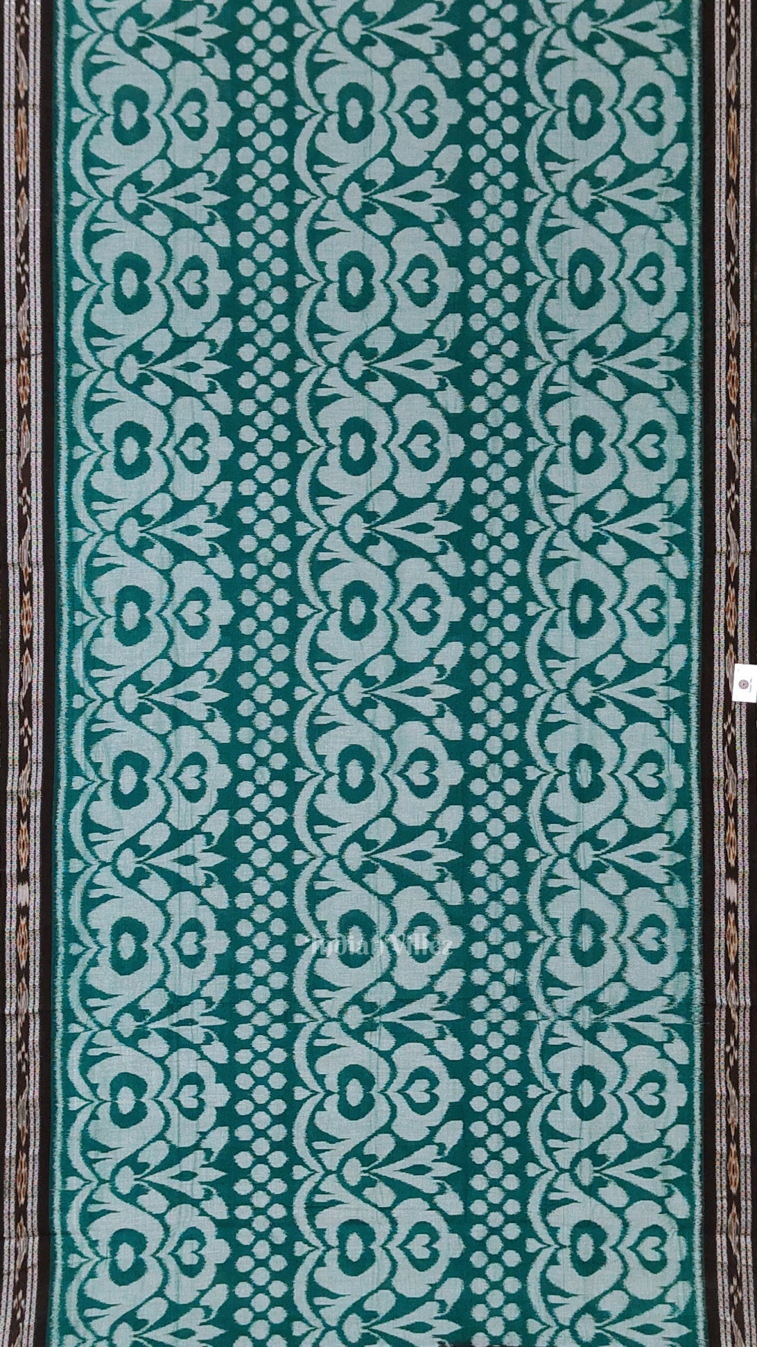 Green Black Floral Odisha Ikat Sambalpuri Cotton Saree