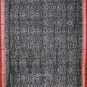 Exclusive Black Red Floral Theme Sambalpuri Silk Saree