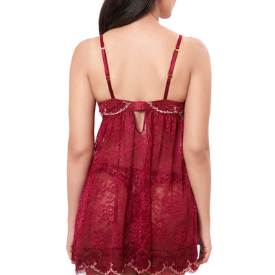 Eternal Bliss Full Coverage Satin Babydoll - Red Berry
