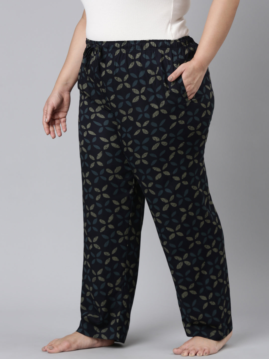 Women Printed Navys Woven Viscose Lounge Pants
